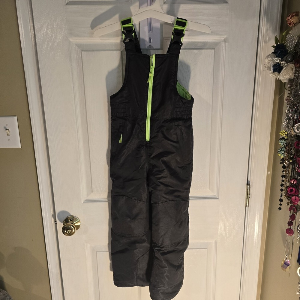 BOYS GIRLS CHAMPION BLACK GREEN SNOW SKI SNOWBOARD PANTS BIBS OVERALLS ‎ XS 4 5